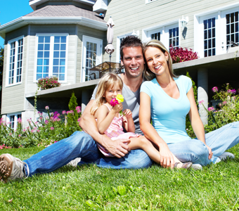 Happy Family and Their House 